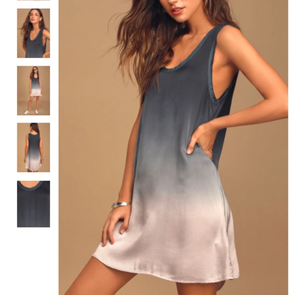 Lulu's Such A Breeze Blue Ombre Satin Shift Dress